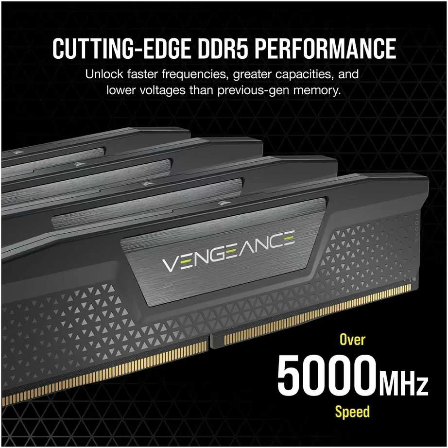 RAM CORSAIR VENGEANCE 32GB 2x16GB DDR5 6400MT/s DIMM Unbuffered 36-48-48-104 Std PMIC XMP 3.0 Juodas Heatspreader Juodas PCB 1.4V