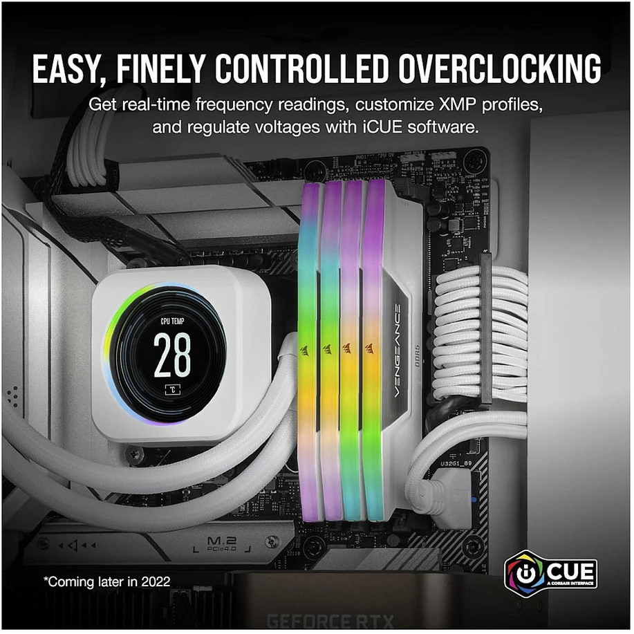 RAM „Corsair Vengeance RGB 32GB DDR5-6400“ rinkinys (2x 16GB), CL36, baltas