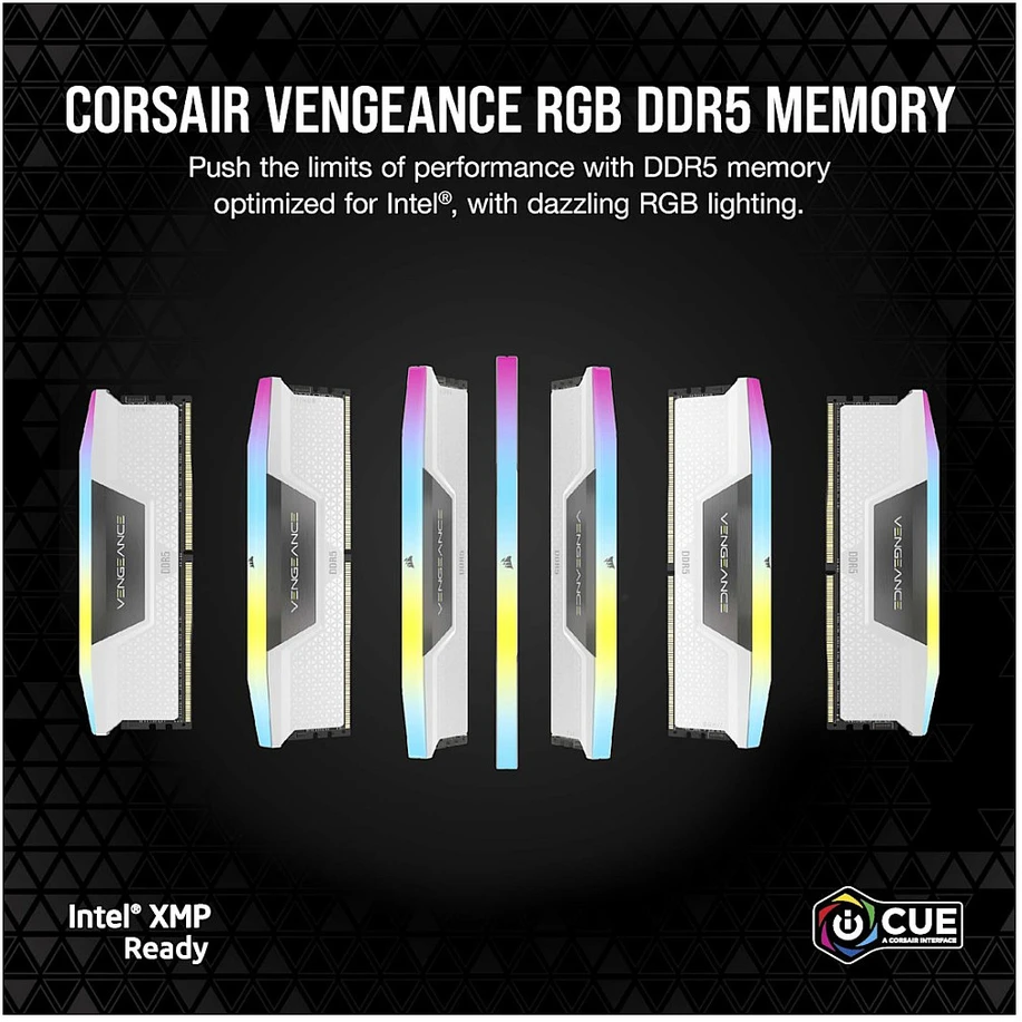 Corsair Vengeance RGB DDR5 RAM modulių rinkinys įvairiais kampais