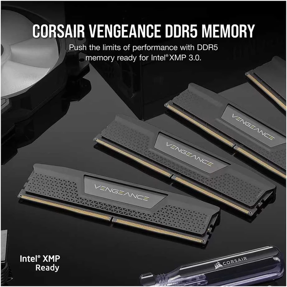RAM CORSAIR VENGEANCE 32GB 2x16GB DDR5 6400MT/s DIMM Unbuffered 36-48-48-104 Std PMIC XMP 3.0 Juodas Heatspreader Juodas PCB 1.4V