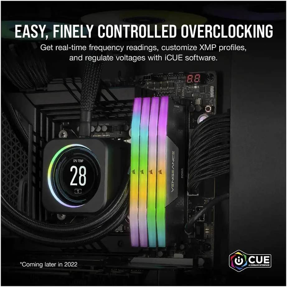 RAM 32 GB PC 7000 CL34 CORSAIR KIT (2x16 GB) VENGEANCE RGB B mažmeninė prekyba