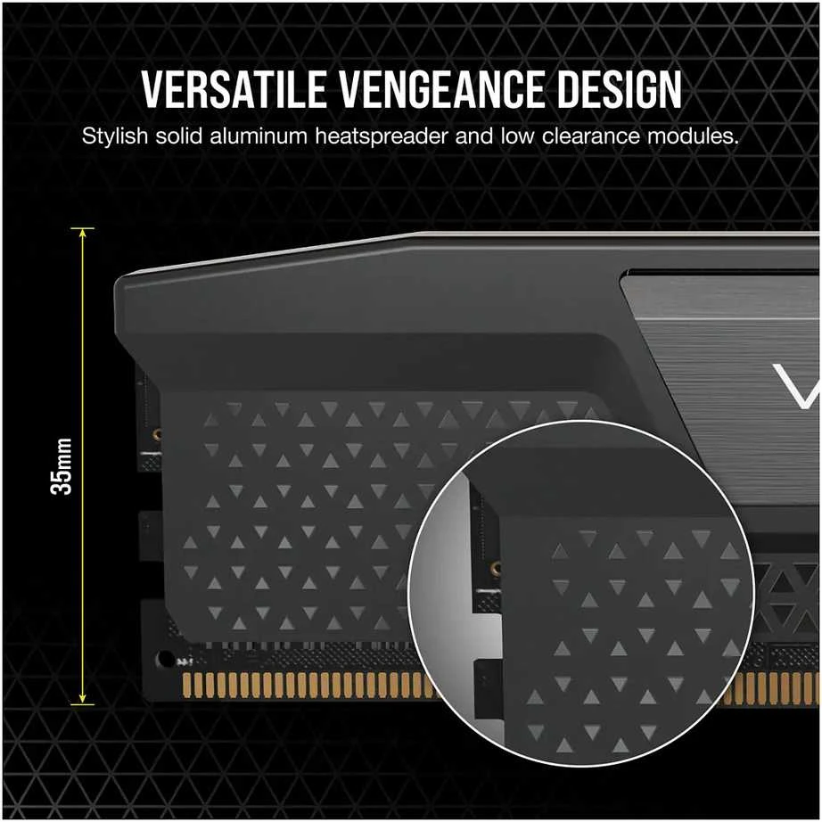 RAM CORSAIR DDR5 7200MT/s 32GB 2x16GB DIMM be buferio 34-44-44-96 OC PMIC XMP 3.0 VENGEANCE DDR5 1.45V, skirta Intel 700 serijai