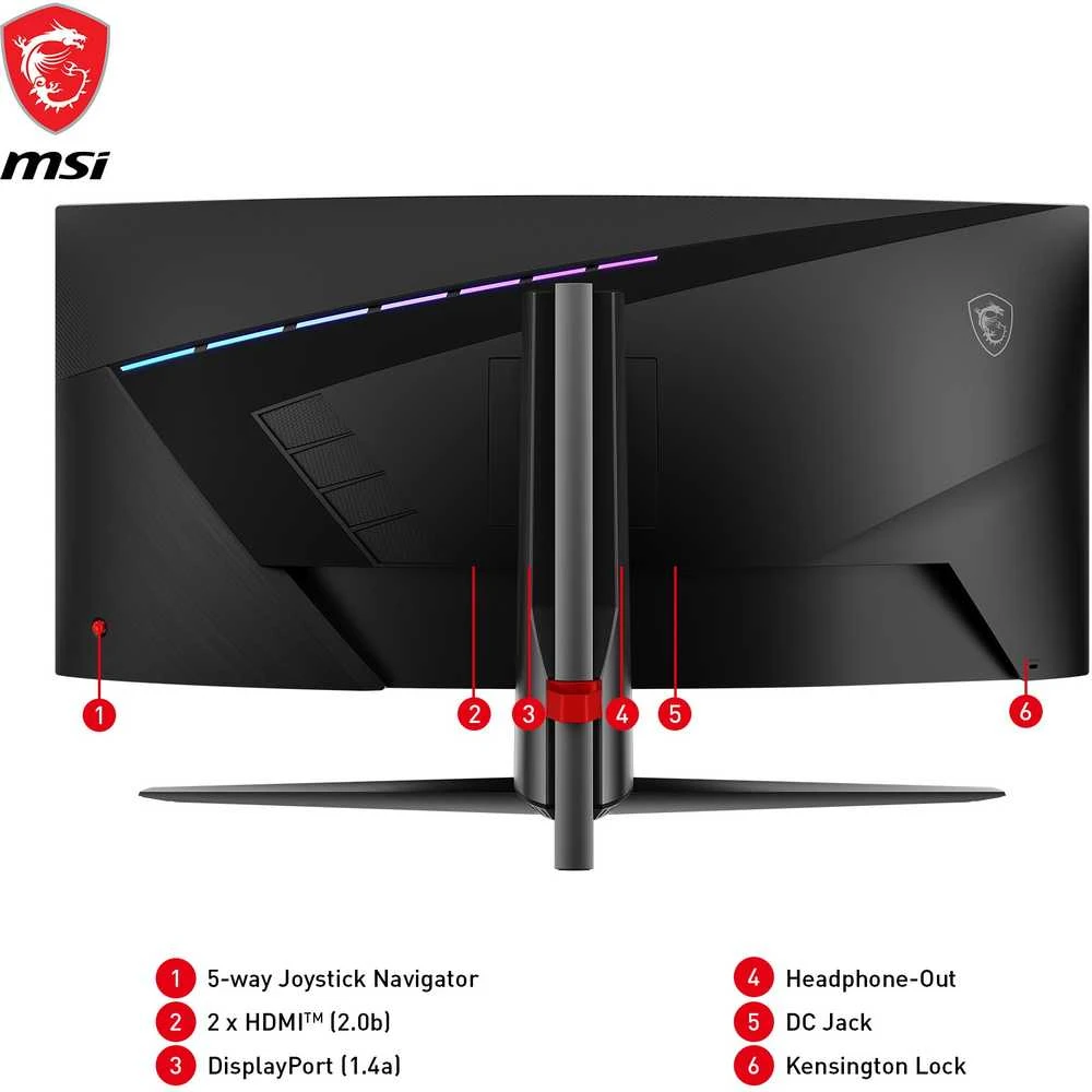 Monitorius 34 colių (86,4 cm) TFT MSI MAG 345CQRDE UWQHD 180 Hz lenktas mažmeninės prekybos ekranas