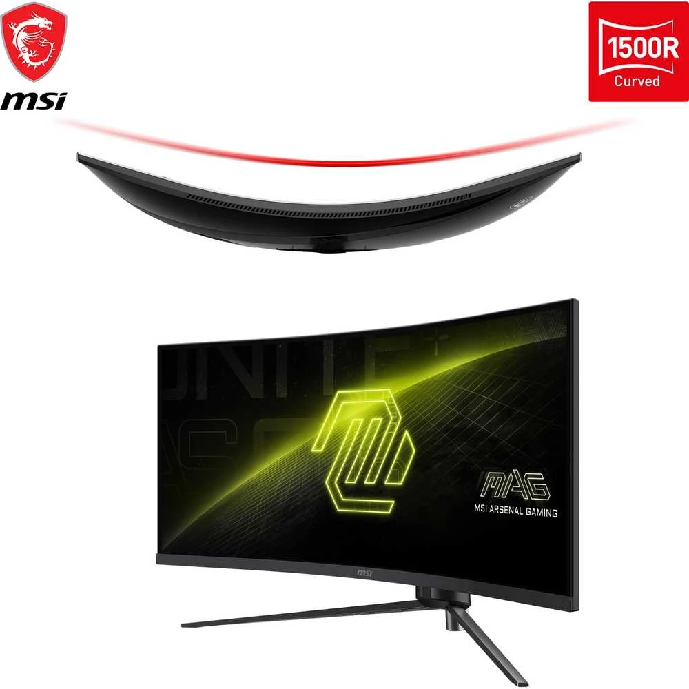 Monitorius 34 colių (86,4 cm) TFT MSI MAG 345CQRDE UWQHD 180 Hz lenktas mažmeninės prekybos ekranas