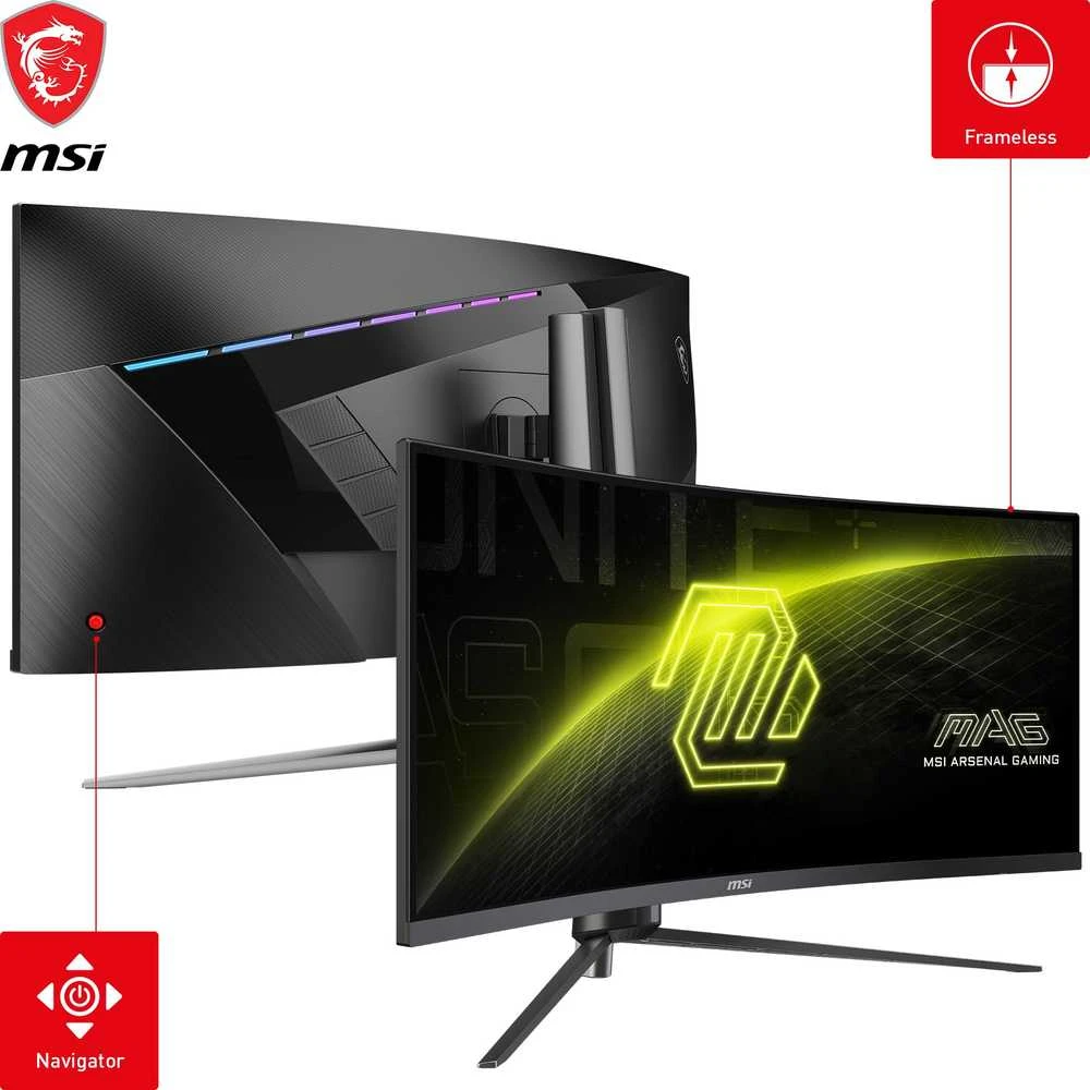 Monitorius 34 colių (86,4 cm) TFT MSI MAG 345CQRDE UWQHD 180 Hz lenktas mažmeninės prekybos ekranas