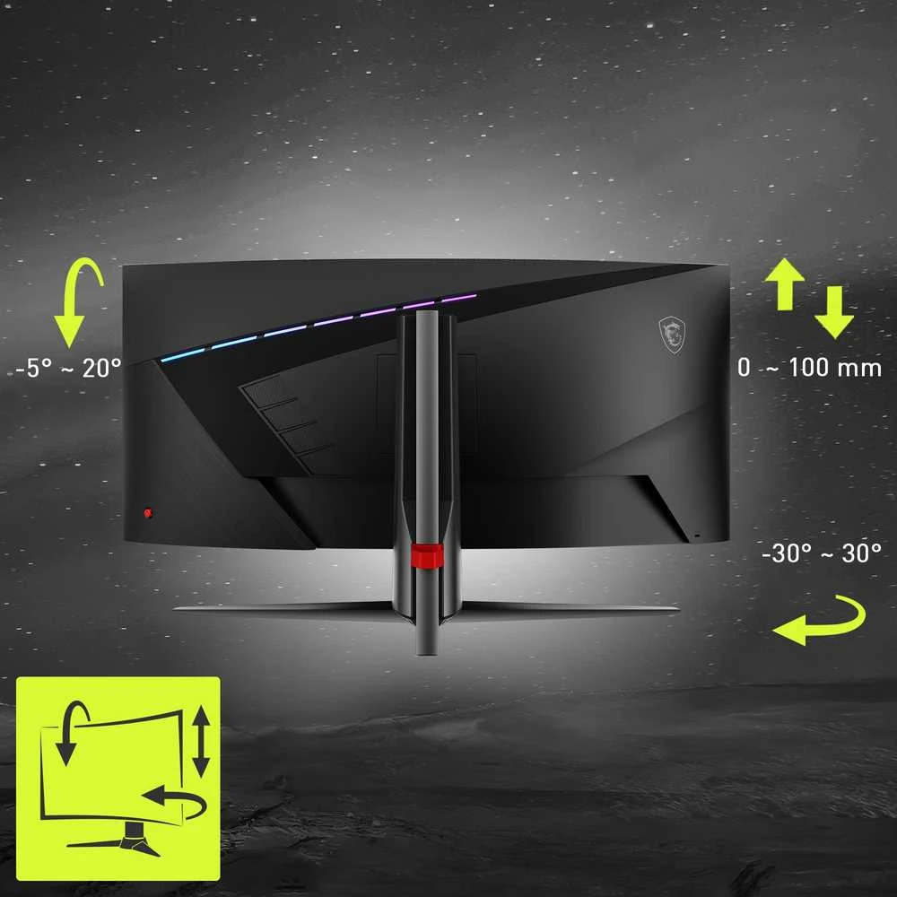 Monitorius 34 colių (86,4 cm) TFT MSI MAG 345CQRDE UWQHD 180 Hz lenktas mažmeninės prekybos ekranas