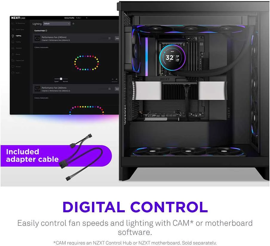 NZXT F360X Performance RGB Gehäuselüfter (Single-Frame) 120mm Juodas