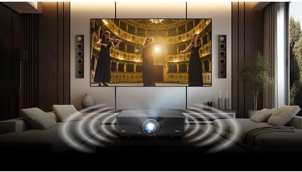 „Optoma“ projektorius UHZ68LV (DLP, lazerinis, UHD, 5000 ANSI, HDMI, RS232, RJ45, USB-A maitinimas, 2x5W atkūrimas)