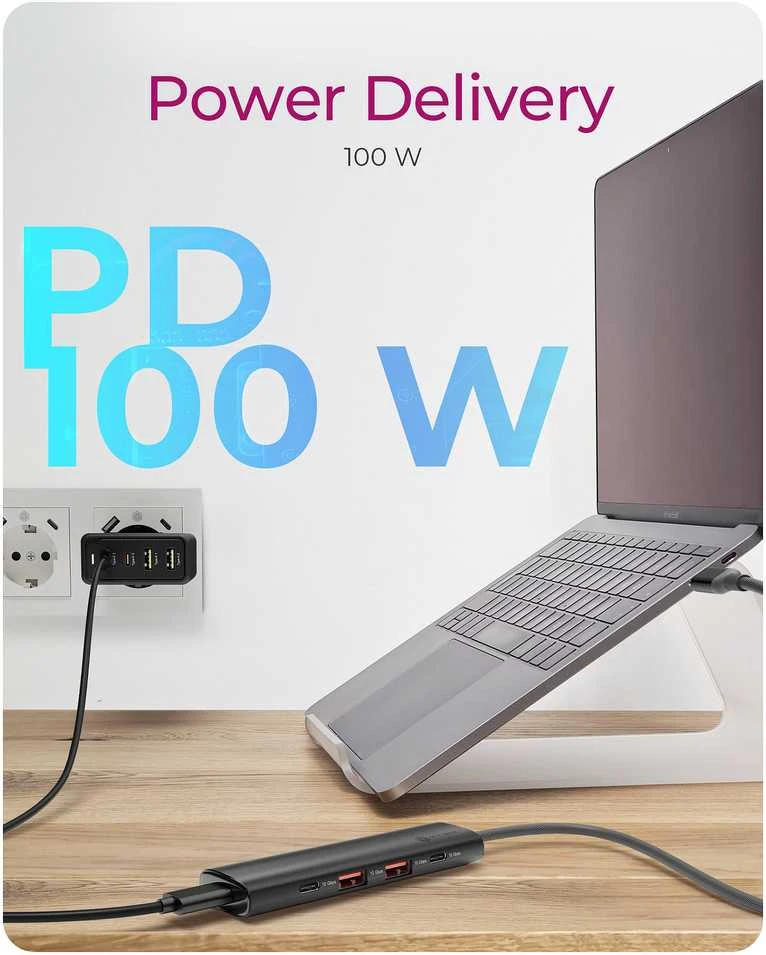 Icy Box „Raidsonic“ | 4 prievadų USB 3.2 2 kartos šakotuvas su maitinimo šaltiniu | IB-HUB1437-CPD