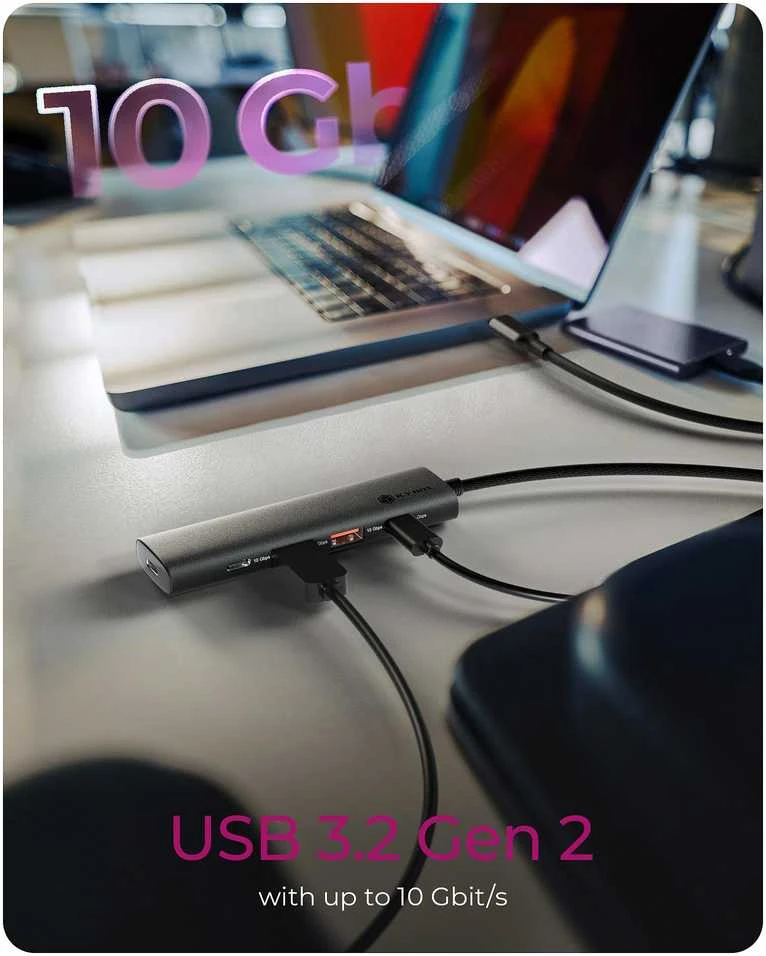 Icy Box „Raidsonic“ | 4 prievadų USB 3.2 2 kartos šakotuvas su maitinimo šaltiniu | IB-HUB1437-CPD