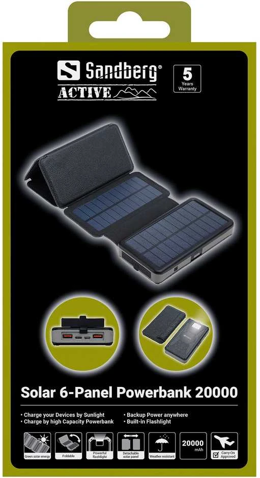 Sandberg Solar 6-Panel Powerbank 20000