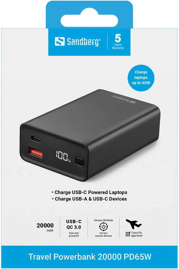 Sandberg Travel Powerbank 20000 PD65W