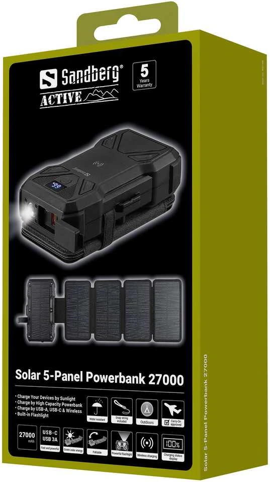 Sandberg Solar 5-Panel Powerbank 27000