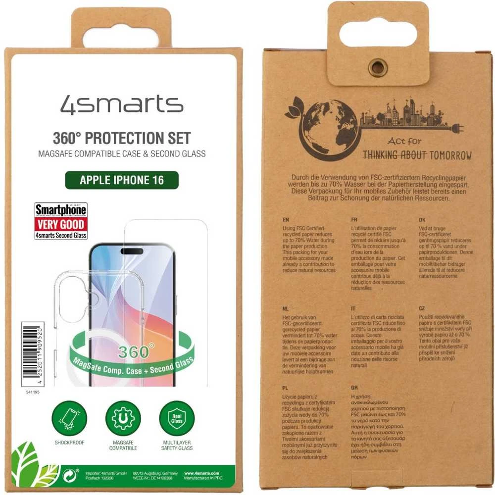 Dėklas „4smarts 4smarts 360° Premium“ apsaugos rinkinys, skirtas „Apple iPhone 16“