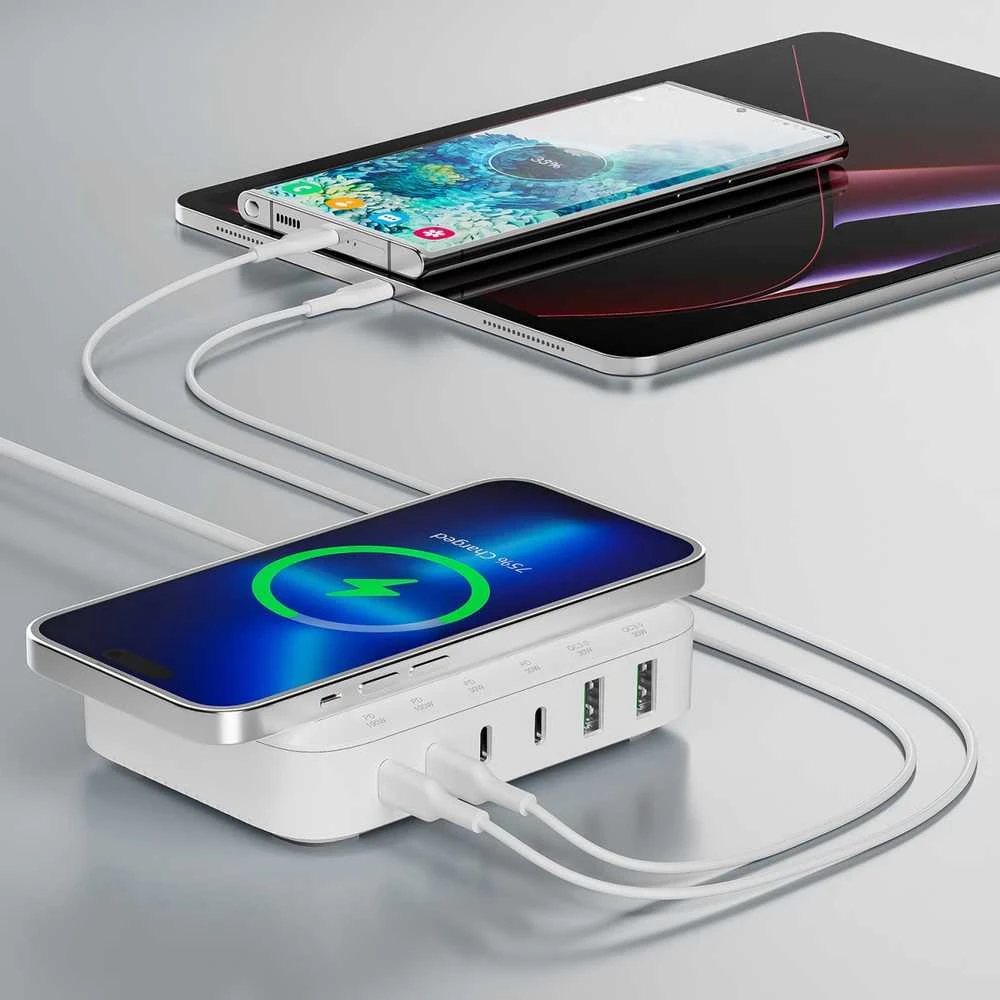 4smarts 7in1 100W įkrovimo stotelė su belaidžiu įkrovimu Baltas 540570