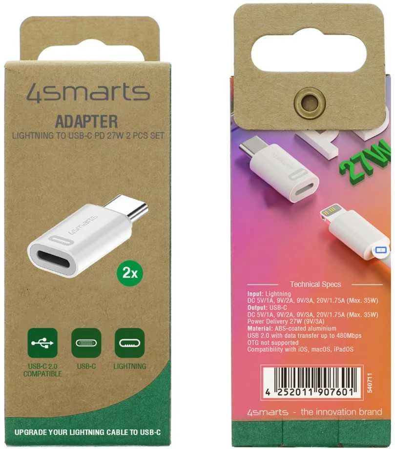 4Smarts Lightning į USB-C adapteriai, 2 vnt. pakuotė