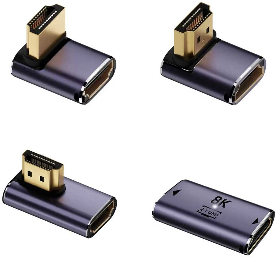 HDMI adapterių rinkinys 4smarts 8K 4 vnt. – aukštyn, žemyn, šoninis, kabelio jungtis, pilkas