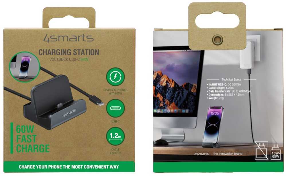 Įkroviklis 4smarts 4smarts Įkrovimo stotelė VoltDock USB-C 60W, grau