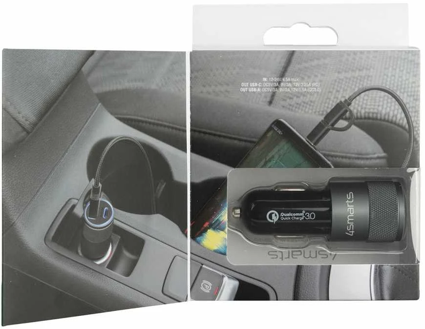 Trixie 4Smarts Car Charger Rapid+ 27W su Quick Charge, pilkas / juodas
