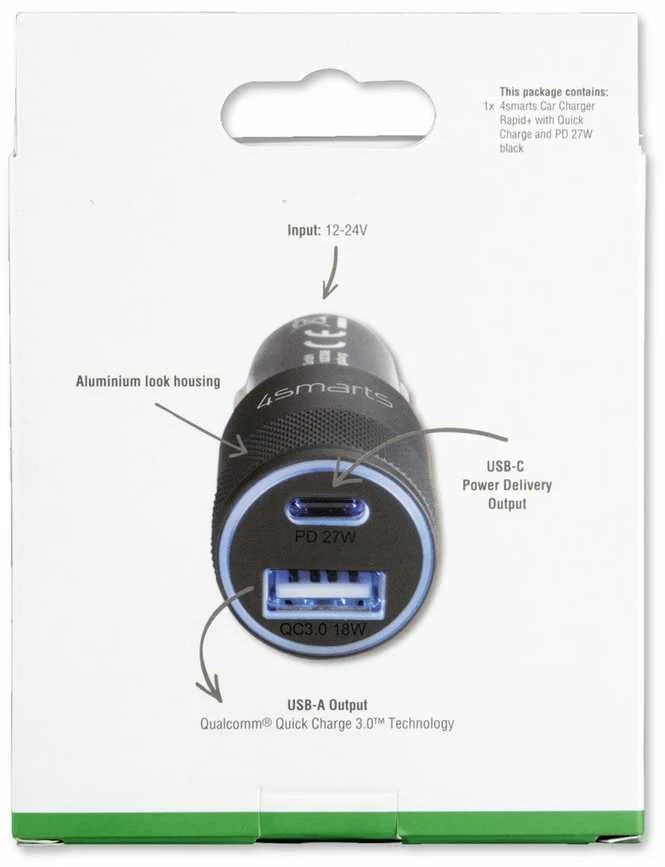 Trixie 4Smarts Car Charger Rapid+ 27W su Quick Charge, pilkas / juodas