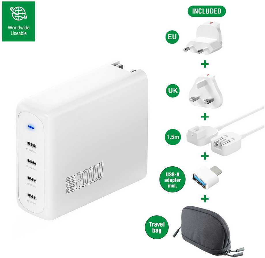 Įkroviklis 4smarts GaN Flex Pro Sieciowa 4 USB-C 200 W (545200)
