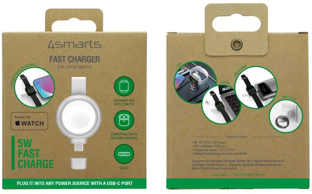 4smarts Įkroviklis indukcinė MFI FastCharger dla Apple Watch sidabrinė/sidabrinis 541000