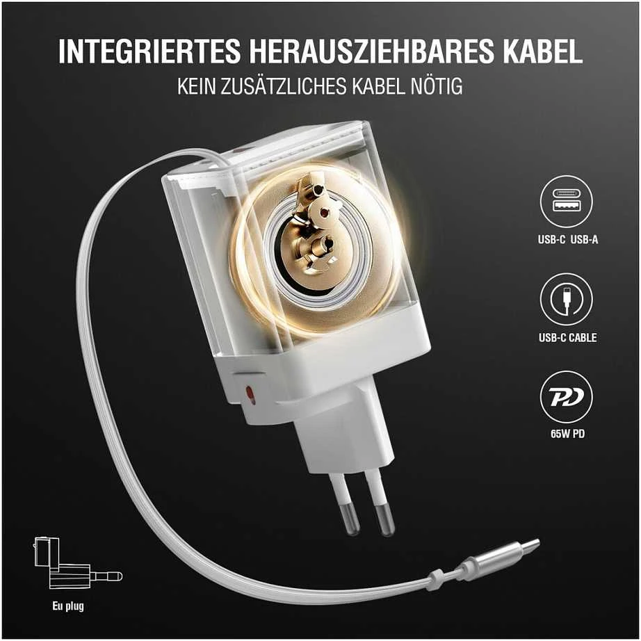 Įkroviklis jungiama į tinklą 4smarts Flex Jojo 65W GaN 2xUSB-C + USB-A balta