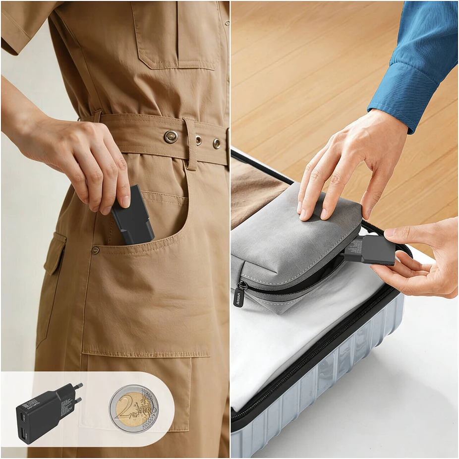 Įkroviklis jungiama į tinklą 4smarts FlatPlug Duos 30W GaN USB-C/USB-A juoda