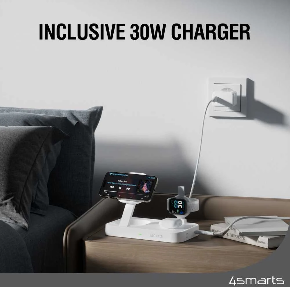 Įkroviklis 4smarts Trident Qi2 MFi Fast Charger Baltas (540999)