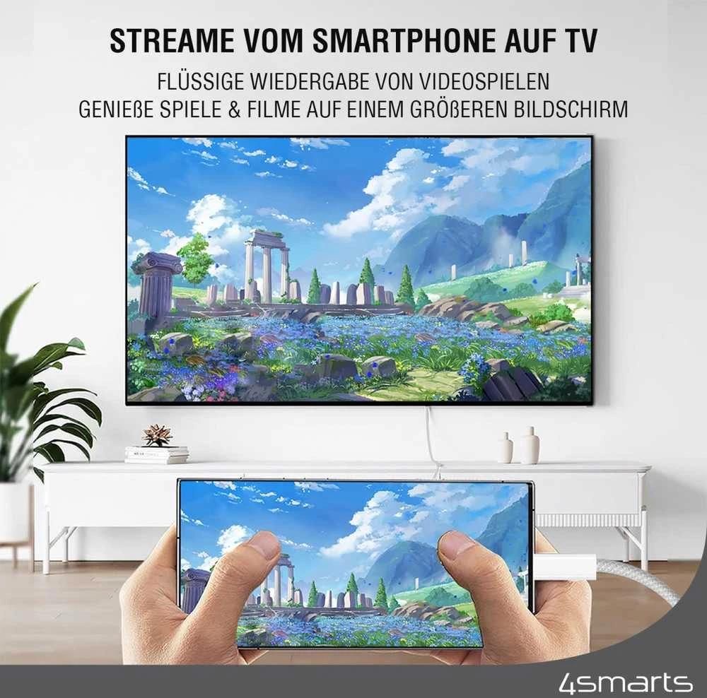 4Smarts USB-C į HDMI laidas 2m baltas (baltas)