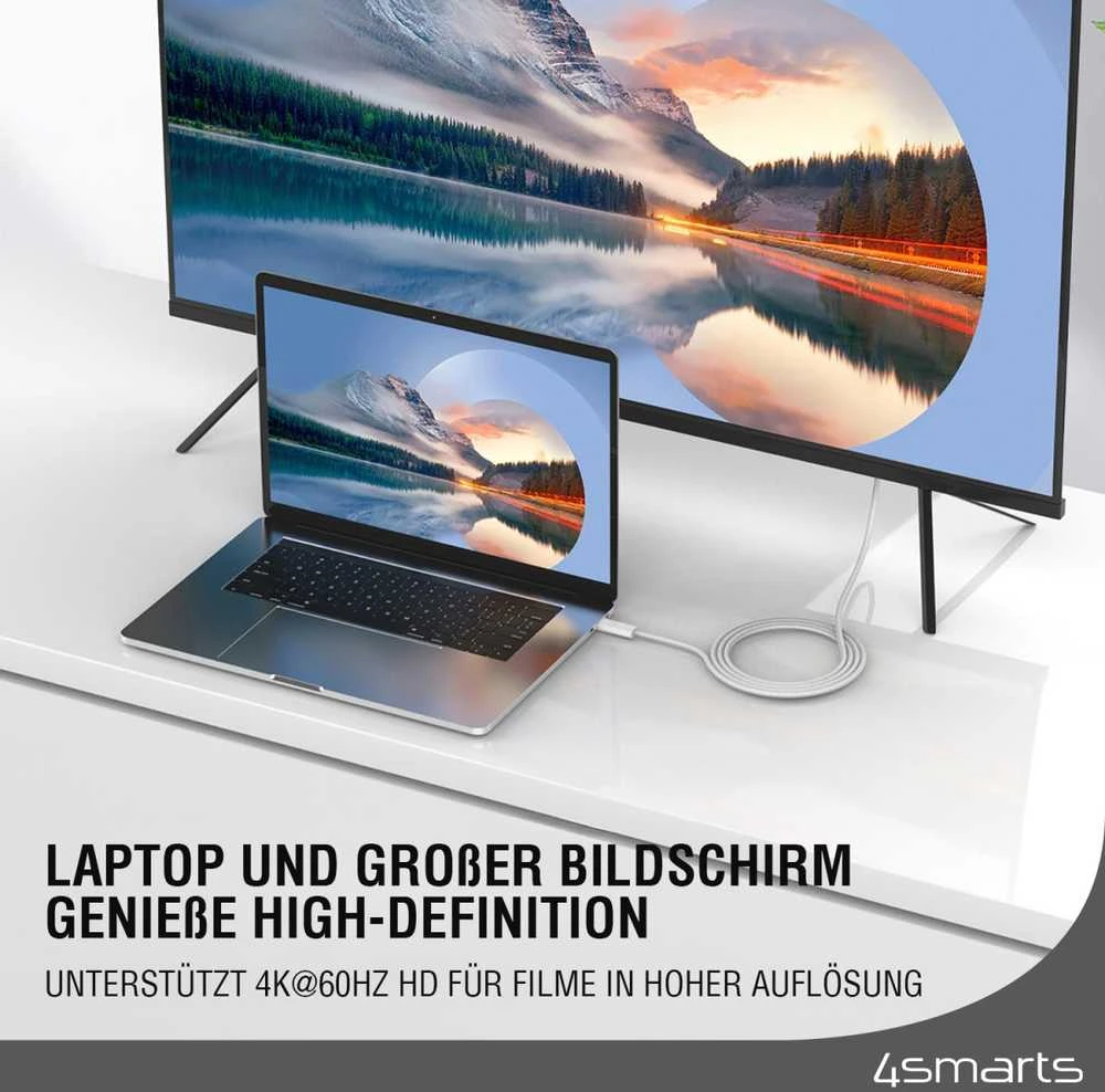 4Smarts USB-C į HDMI laidas 2m baltas (baltas)