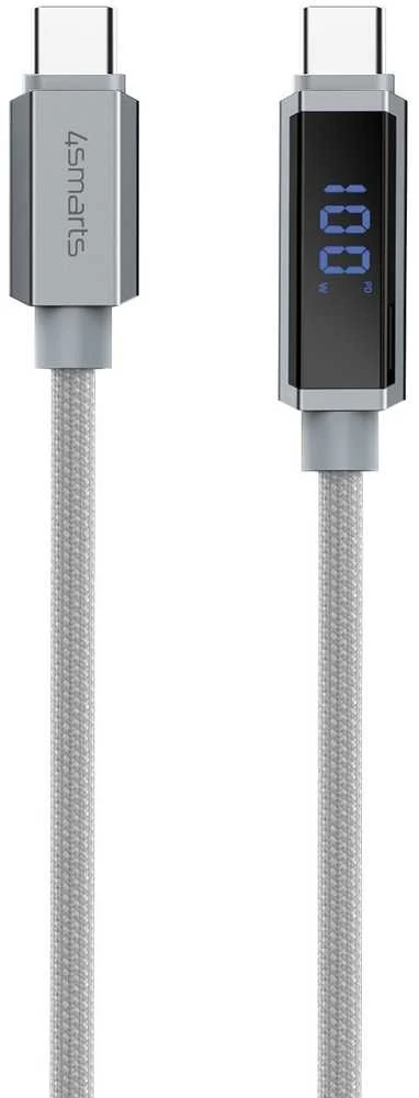 4smarts USB-C kabelis DigitCord 100W 1,5m, pilkas