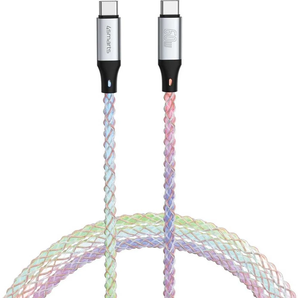 Kabelis 4smarts USB-C 60W 1.5m RGB