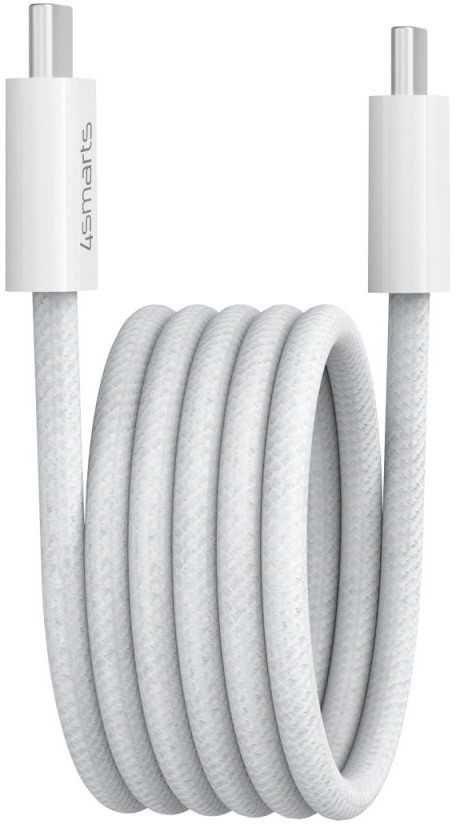 4smarts USB-C laidas 100W 5A 1.5m magnetiniu būdu ištraukiamas balta/baltas 541012