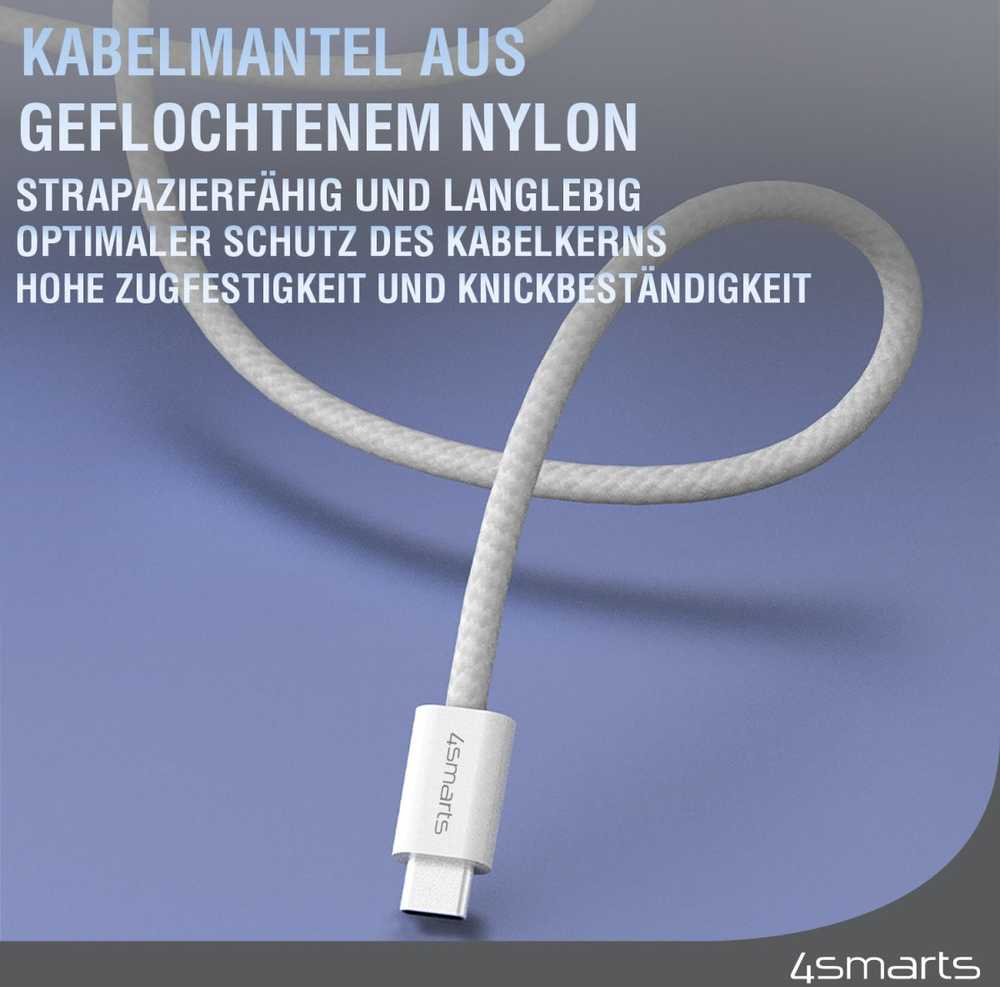 4smarts USB-C laidas 100W 5A 1.5m magnetiniu būdu ištraukiamas balta/baltas 541012