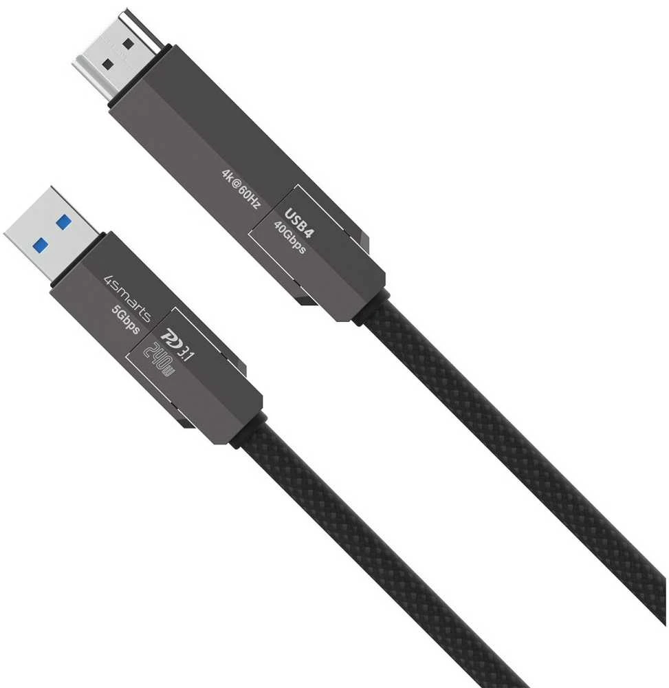 Cable 4smarts ComboCord USB4 HDMI 240W 1.5m juodas