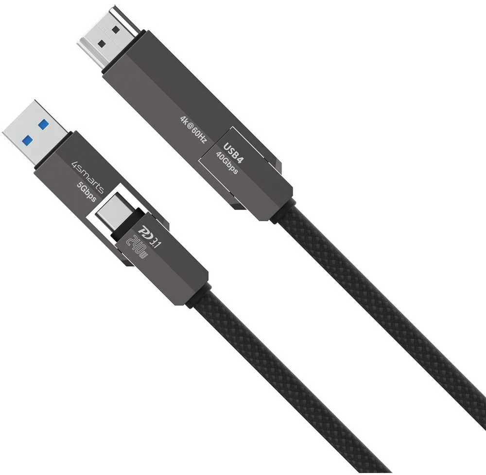 Cable 4smarts ComboCord USB4 HDMI 240W 1.5m juodas