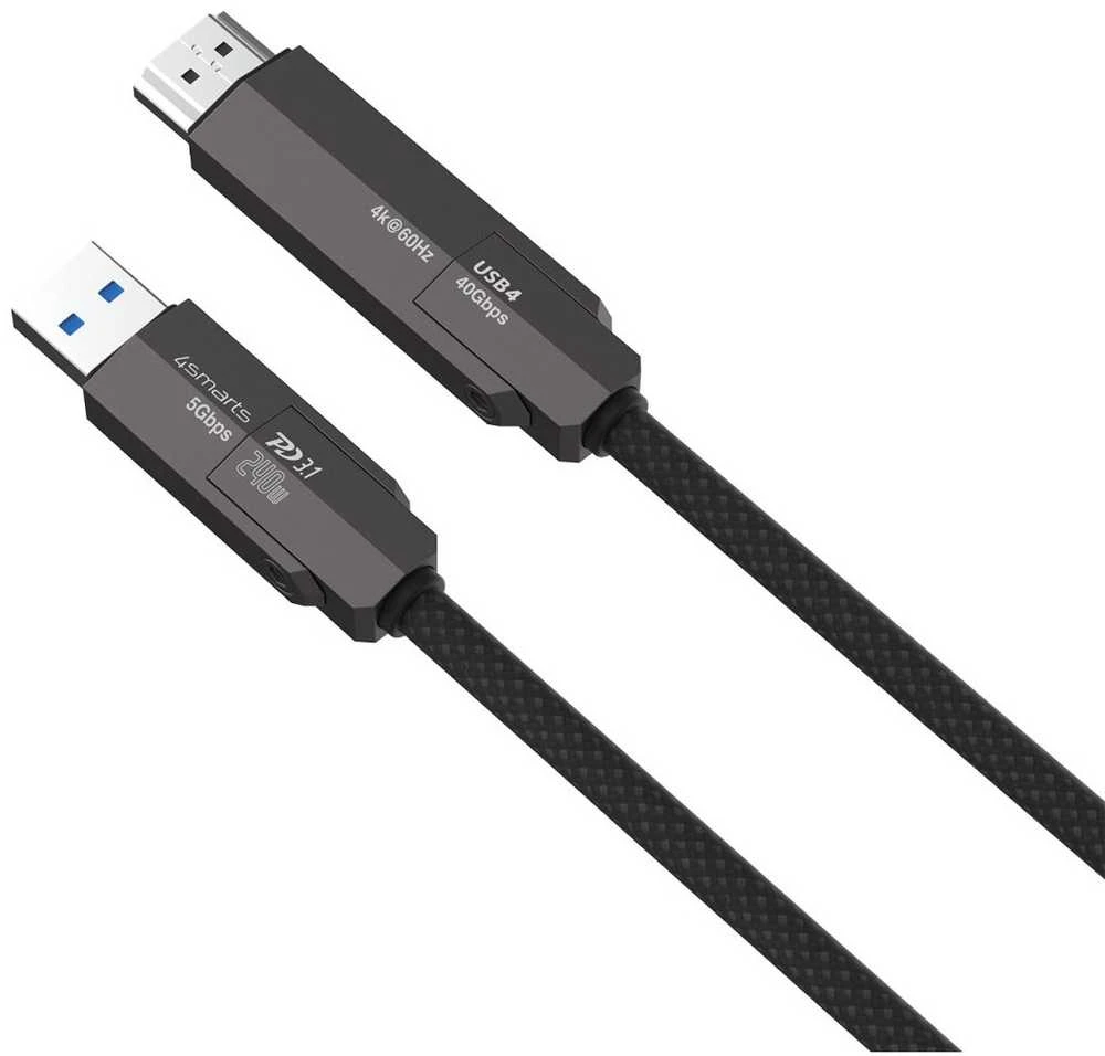 Cable 4smarts ComboCord USB4 HDMI 240W 1.5m juodas