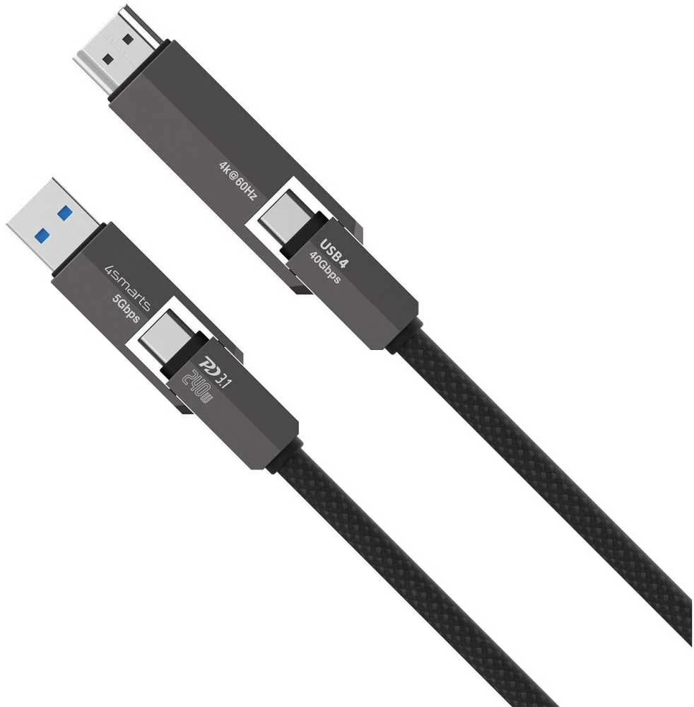 Cable 4smarts ComboCord USB4 HDMI 240W 1.5m juodas