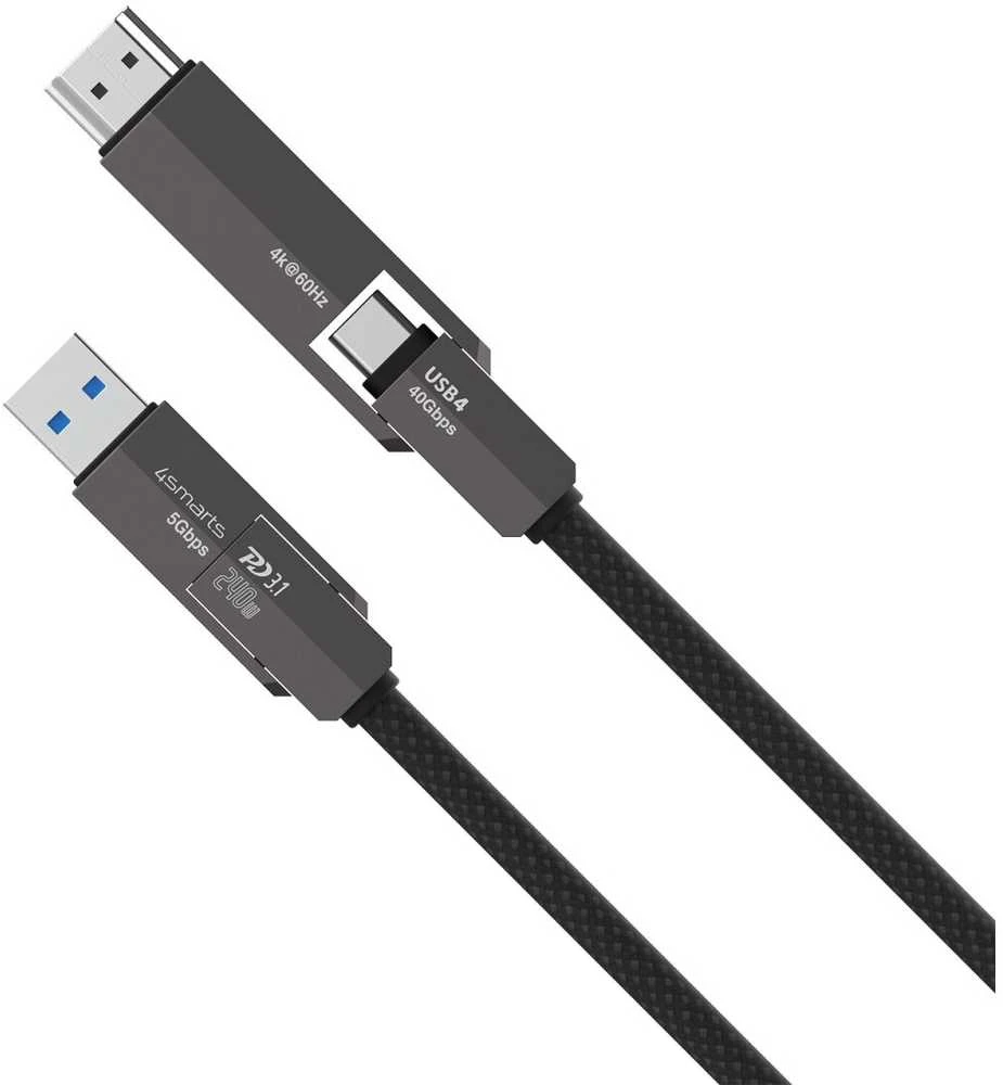 Cable 4smarts ComboCord USB4 HDMI 240W 1.5m juodas