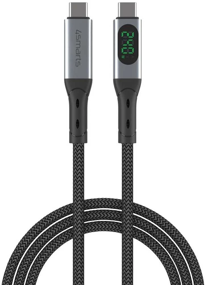 Kabelis USB4 4smarts DigitCord 240W 1.5m juodos spalvos
