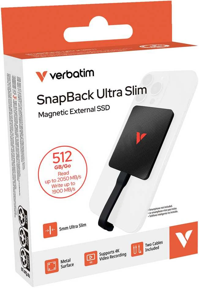 Kietasis diskas Verbatim SnapBack Ultra Slim SSD 512 GB, Externe SSD - juodas