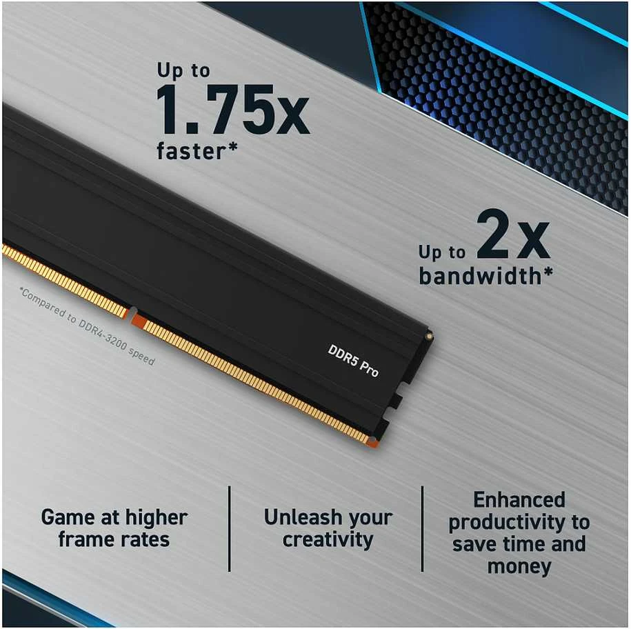RAM „Crucial Pro“ 32 GB rinkinys (2x16 GB) DDR5-5600 UDIMM CL46 (16 Gbit), EAN: 649528937803