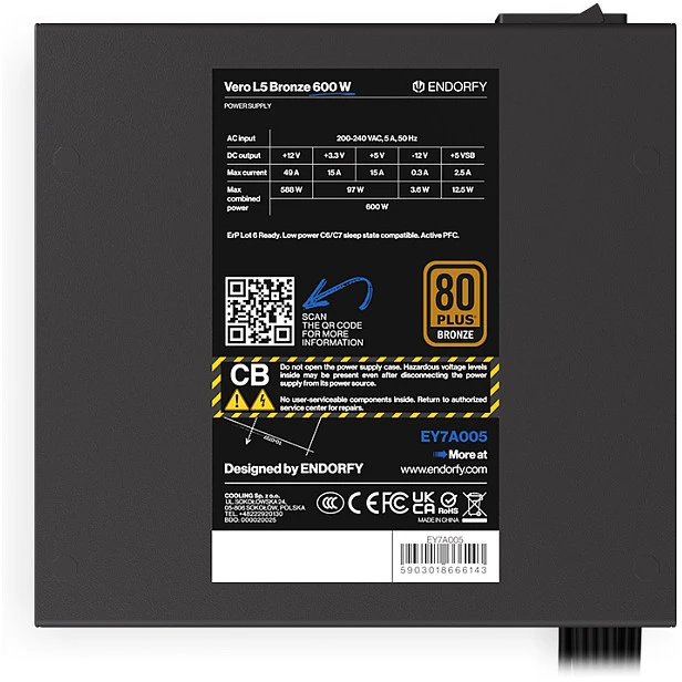 Coolingpl ENDORFY Vero L5 Bronze 600W PSU
