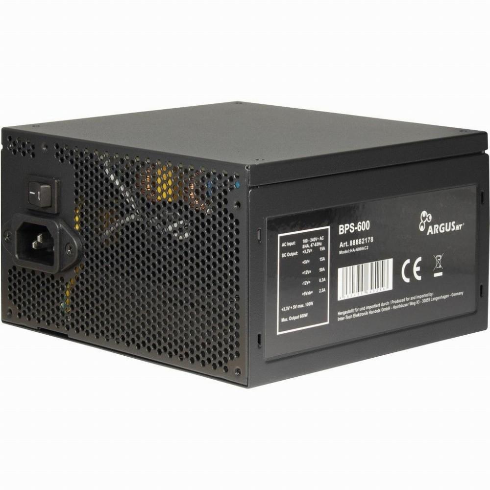 „Inter-Tech Argus BPS-600 600W“, kompiuterio maitinimo šaltinis - juodas, 4x PCIe, 600 vatų