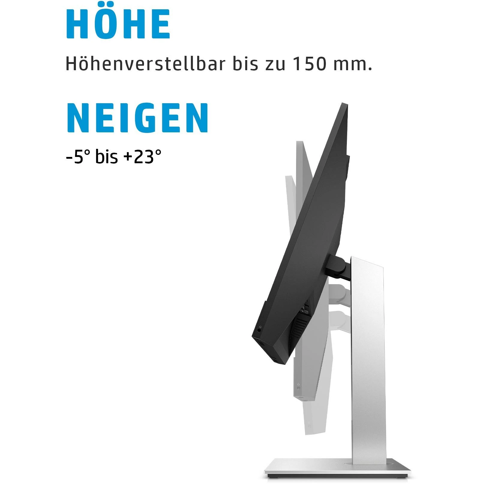 „Hewlett Packard (HP) HP E24mv G4 FHD“ konferencijų monitorius – 23,8 colio, 1920 x 1080 FHD, 250 nitų, 60 Hz, AG, IPS, HDMI/VGA/DisplayPort, 4 USB-A jungtys, garsiakalbiai, 5 MP internetinė kamera, reguliuojamo aukščio / pakreipimo / pasukimo / sukimosi funkcija, 3 metai