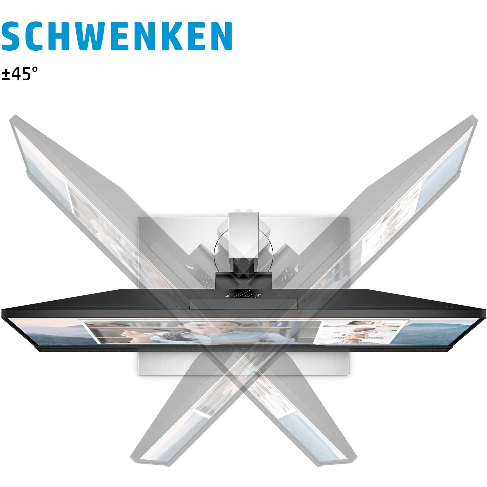 „Hewlett Packard (HP) HP E24mv G4 FHD“ konferencijų monitorius – 23,8 colio, 1920 x 1080 FHD, 250 nitų, 60 Hz, AG, IPS, HDMI/VGA/DisplayPort, 4 USB-A jungtys, garsiakalbiai, 5 MP internetinė kamera, reguliuojamo aukščio / pakreipimo / pasukimo / sukimosi funkcija, 3 metai