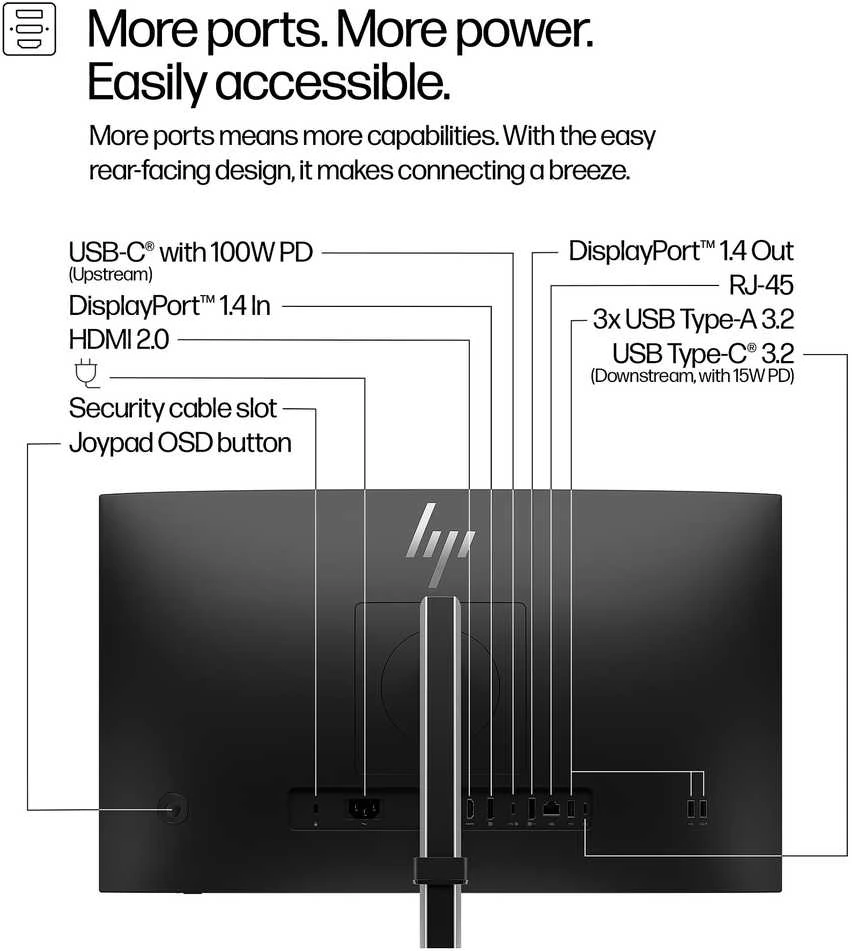 HP 524pu Series 5 Pro FHD įkrovimo monitorius – 23,8 colių 1920x1080 FHD 350 nitų 100 Hz AG, IPS, USB-C(100W/15W)/HDMI/DisplayPort Daisy-Chain, 3x USB-A, RJ-45velti/pivolt aukštis/ (pakeičia E24u G5) (Pažeista pakuotė)