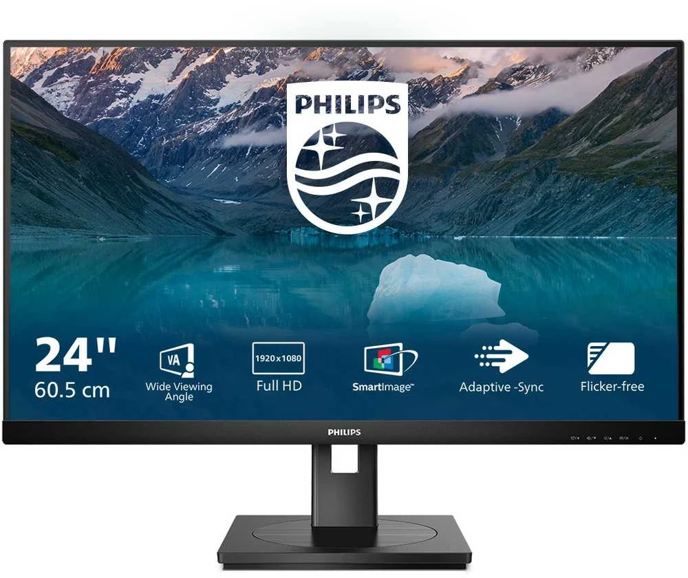 Monitorius Mmd monitoriai Ekranai PHILIPS 242S9JML/00 23.8 colio 1920x1080 VA plokščias H/A 130 MM 4ms GtG 75Hz USB šakotuvas Garsiakalbiai DP HDMI