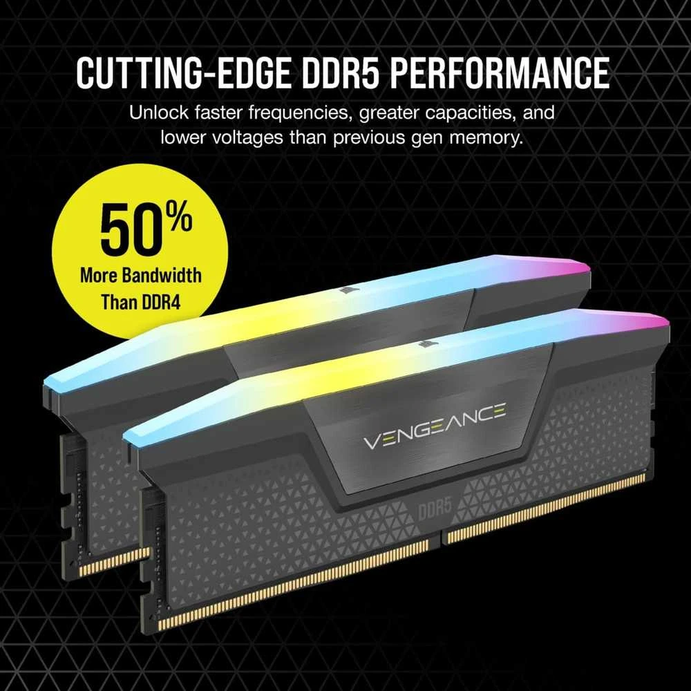 RAM 64 GB PC 5200 CL40 CORSAIR KIT (2 x 32 GB) VENGEANCE RGB B mažmeninė prekyba